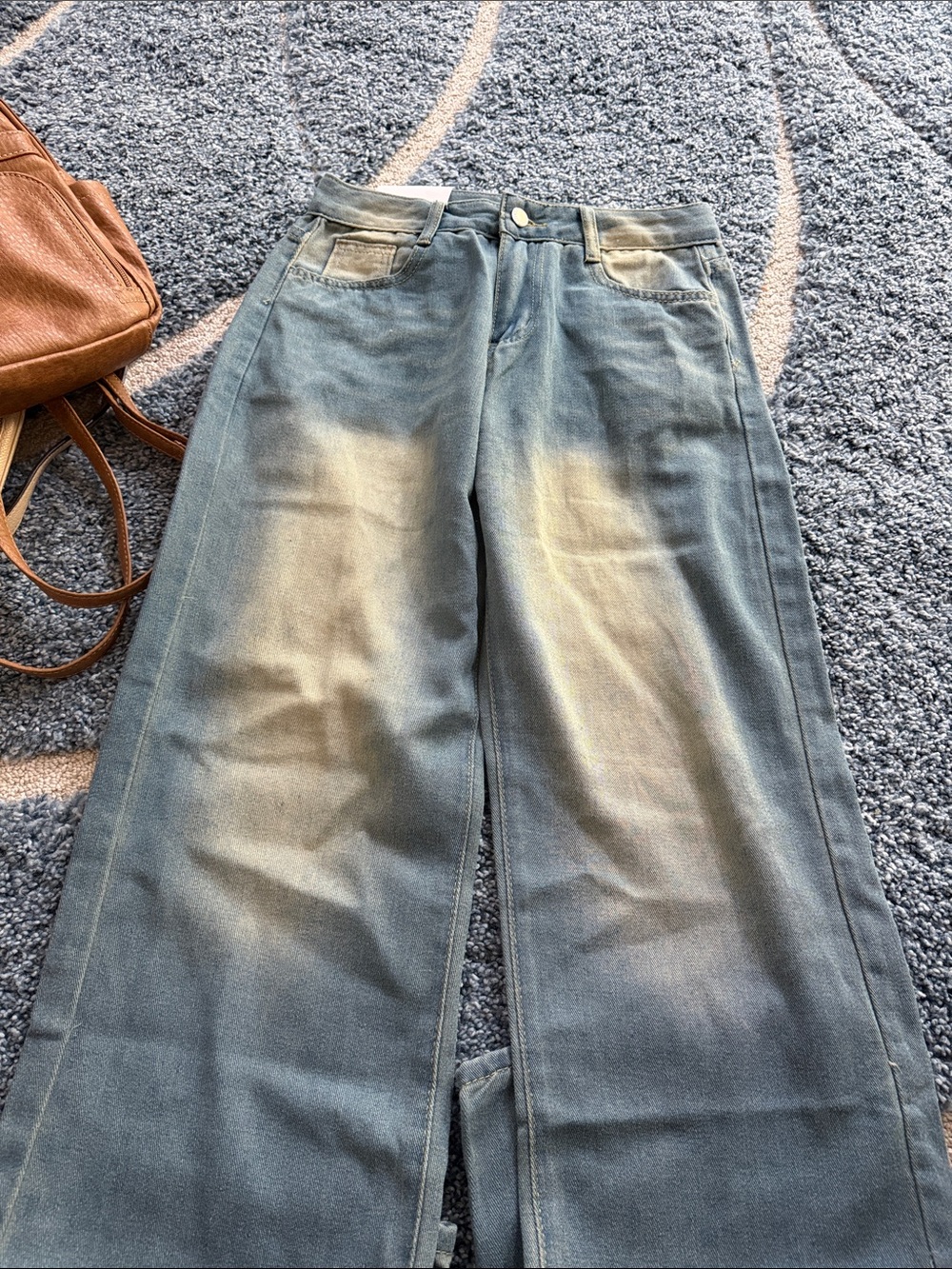High-Rise Wide Leg Women’s Jeans in Light Blue Tie-Dye Wash